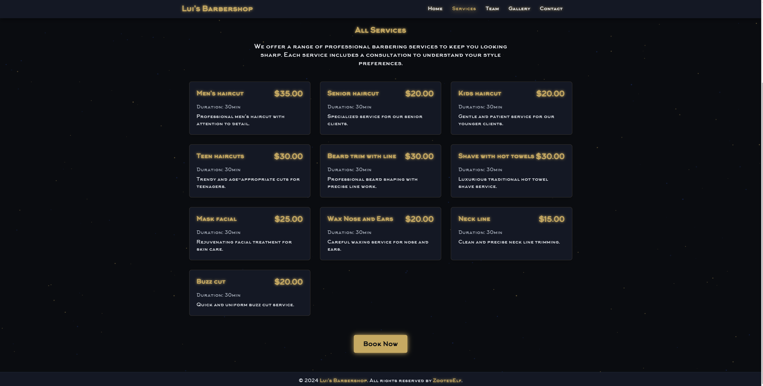 Barbershop Services List